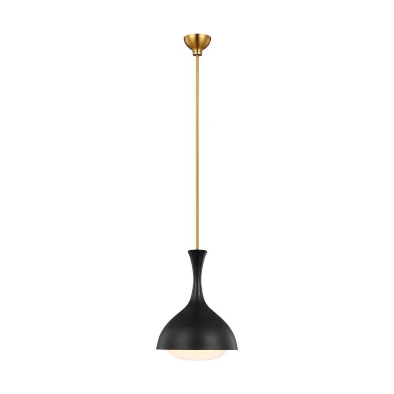 Lucerne 9'' Midnight Black and Burnished Brass Globe Pendant