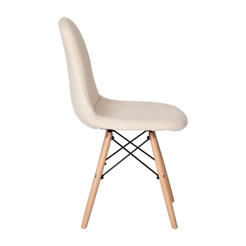 Caroline Armless Faux Shearling Faux Shearling Chairs with Modern Wooden Legs (Set of 2)