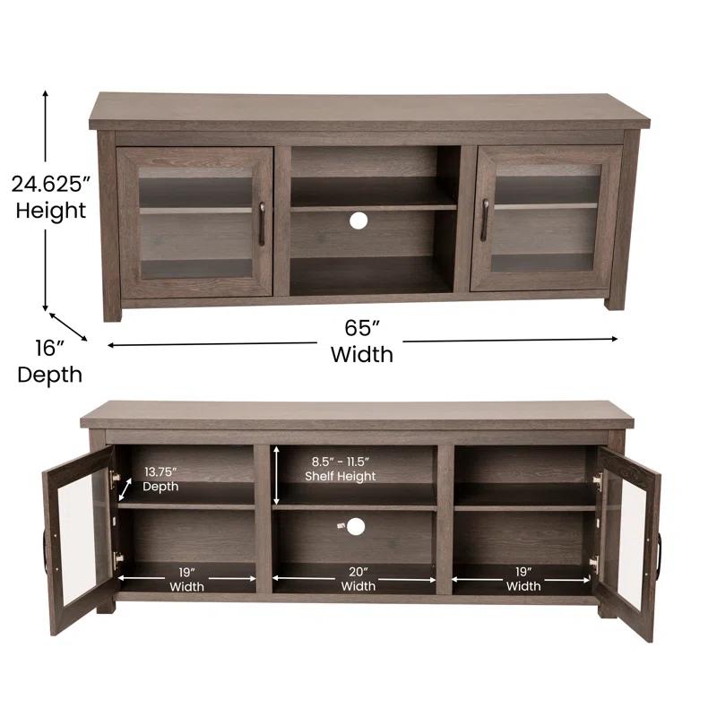 Flash Furniture Hatteras Classic TV Stand for up to 80" TVs with Glass Fronted Doors