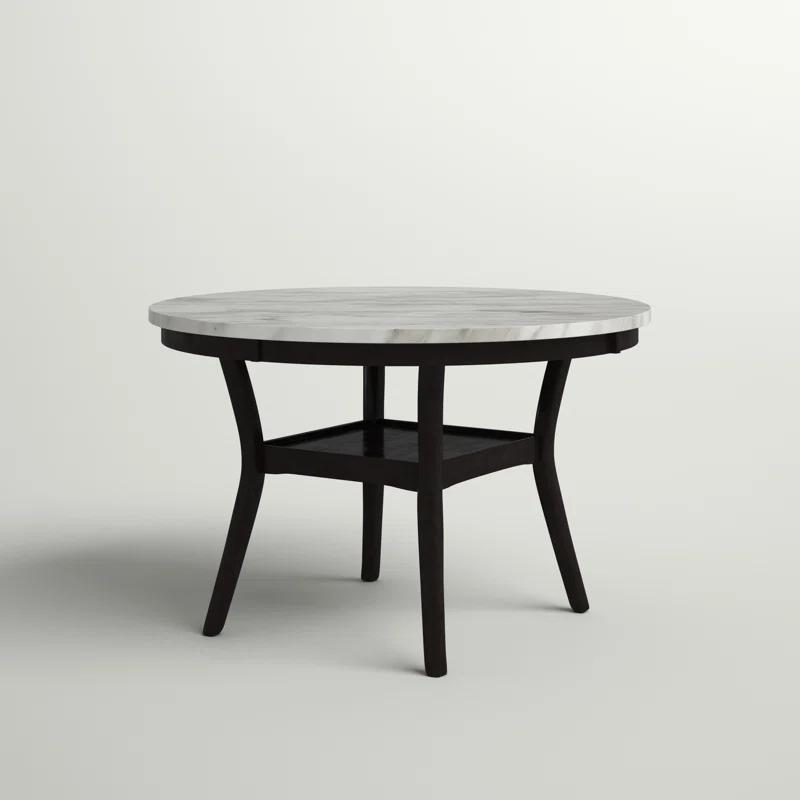 Celeste 48'' Round Espresso Wood & Faux Marble Dining Table