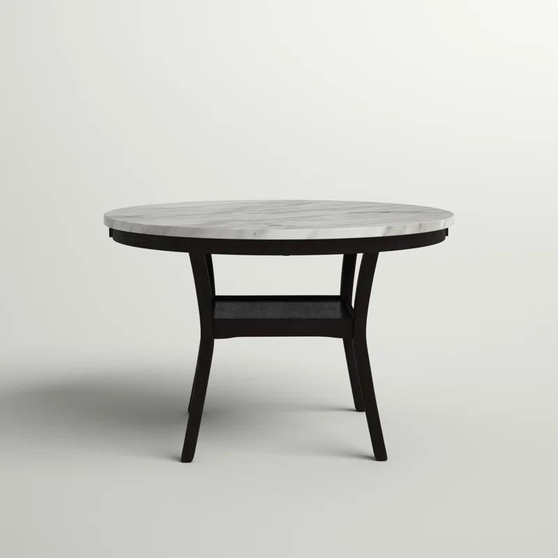 Celeste 48'' Round Espresso Wood & Faux Marble Dining Table