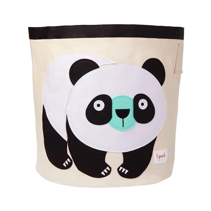Panda-themed Canvas Storage Bin with Easy-Clean Lining