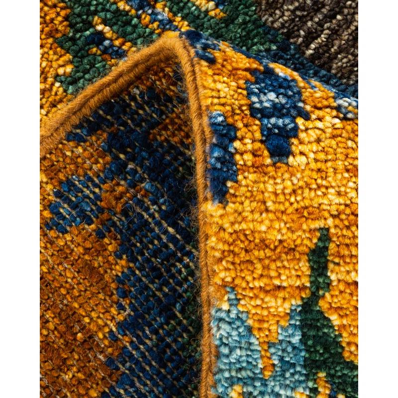 Hand-Knotted Multicolor Wool Aztec Print 6' x 9' Area Rug