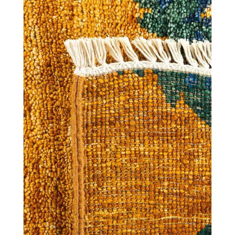Hand-Knotted Multicolor Wool Aztec Print 6' x 9' Area Rug