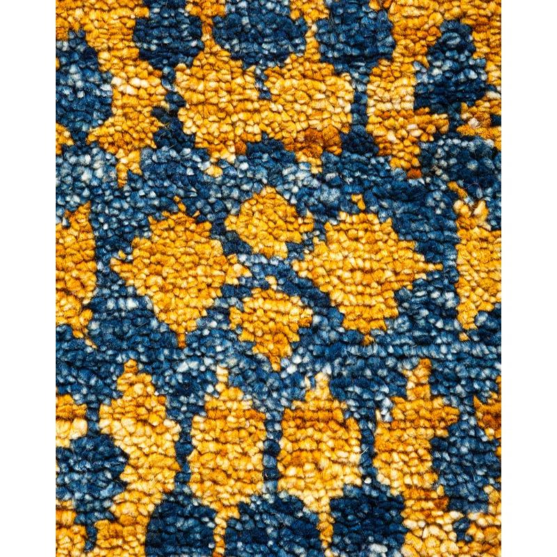 Hand-Knotted Multicolor Wool Aztec Print 6' x 9' Area Rug