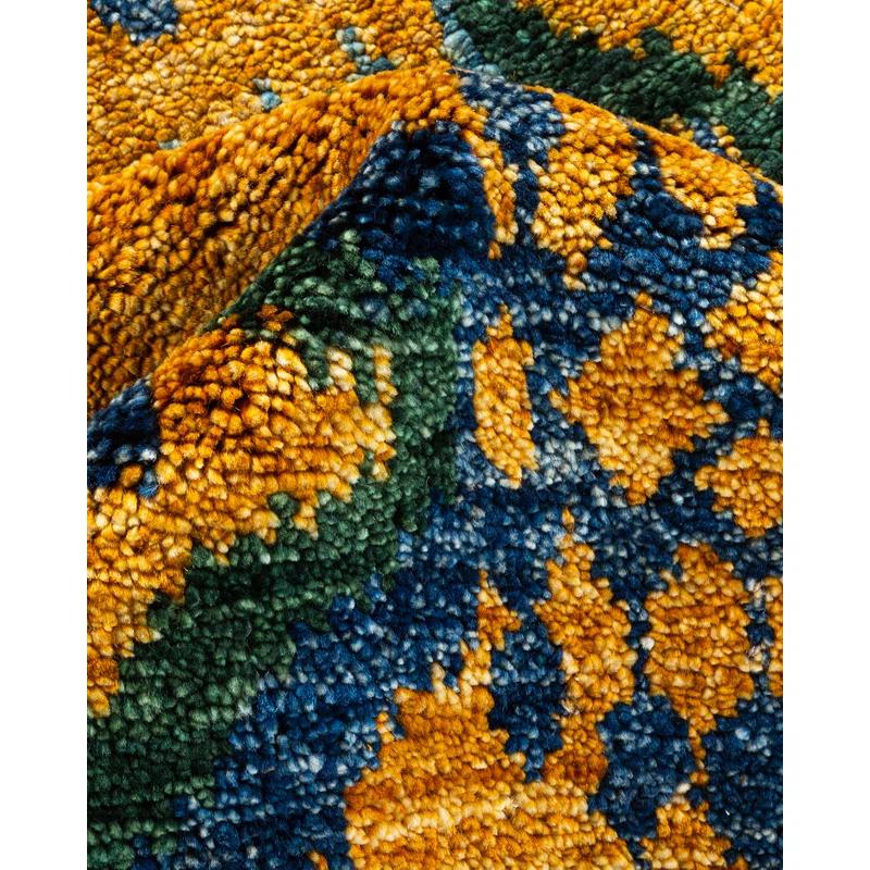 Hand-Knotted Multicolor Wool Aztec Print 6' x 9' Area Rug