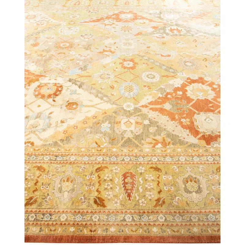 Hand-Knotted Wool Floral Contemporary Orange Area Rug 10' 0" x 13' 9"