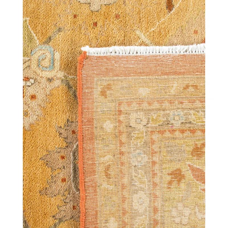Hand-Knotted Wool Floral Contemporary Orange Area Rug 10' 0" x 13' 9"