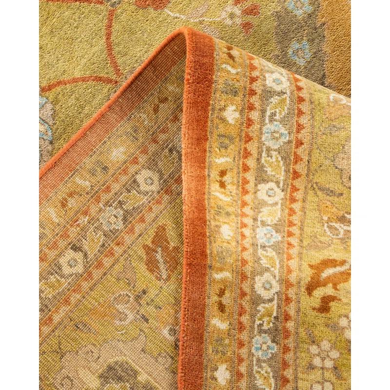 Hand-Knotted Wool Floral Contemporary Orange Area Rug 10' 0" x 13' 9"
