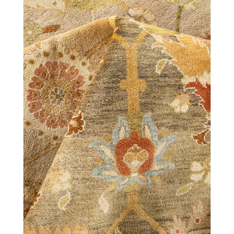 Hand-Knotted Wool Floral Contemporary Orange Area Rug 10' 0" x 13' 9"