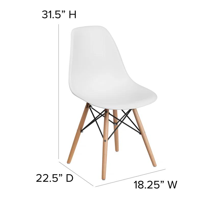 Elon Series 2-Pack White Plastic Side Chair with Wooden Legs