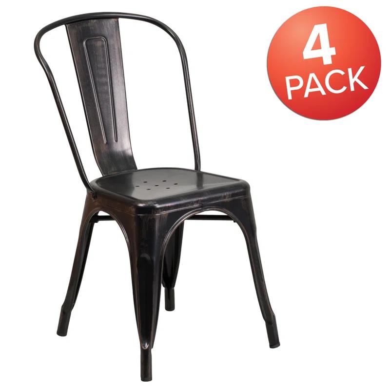 Flash Furniture Hucheson Metal Indoor-Outdoor Stackable Chair - Restaurant Chair - Bistro Chair (Set of 4)