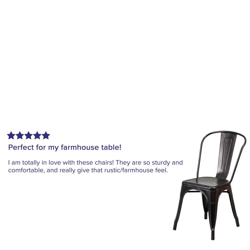 Flash Furniture Hucheson Metal Indoor-Outdoor Stackable Chair - Restaurant Chair - Bistro Chair (Set of 4)