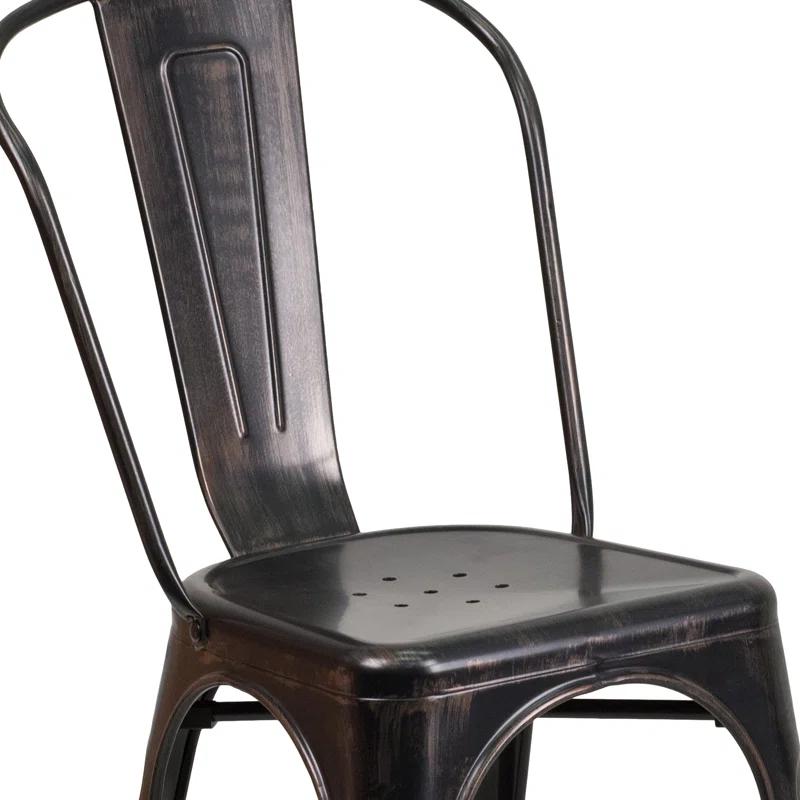 Flash Furniture Hucheson Metal Indoor-Outdoor Stackable Chair - Restaurant Chair - Bistro Chair (Set of 4)