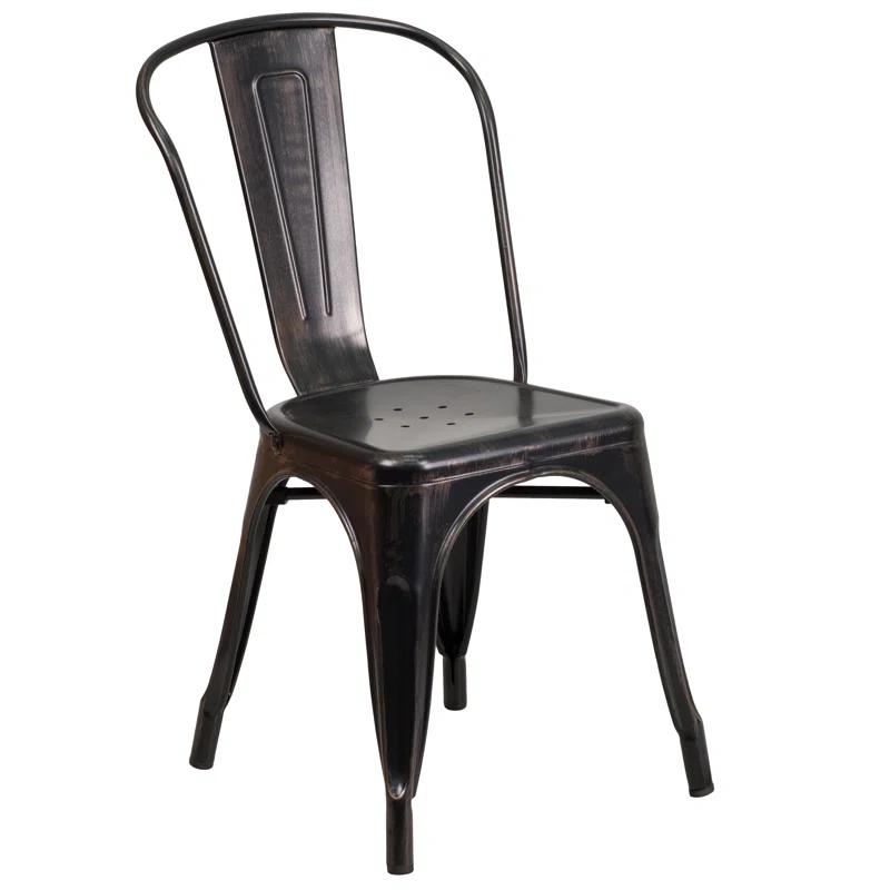 Flash Furniture Hucheson Metal Indoor-Outdoor Stackable Chair - Restaurant Chair - Bistro Chair (Set of 4)