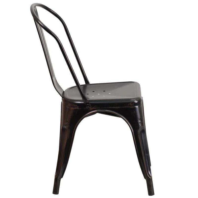 Flash Furniture Hucheson Metal Indoor-Outdoor Stackable Chair - Restaurant Chair - Bistro Chair (Set of 4)