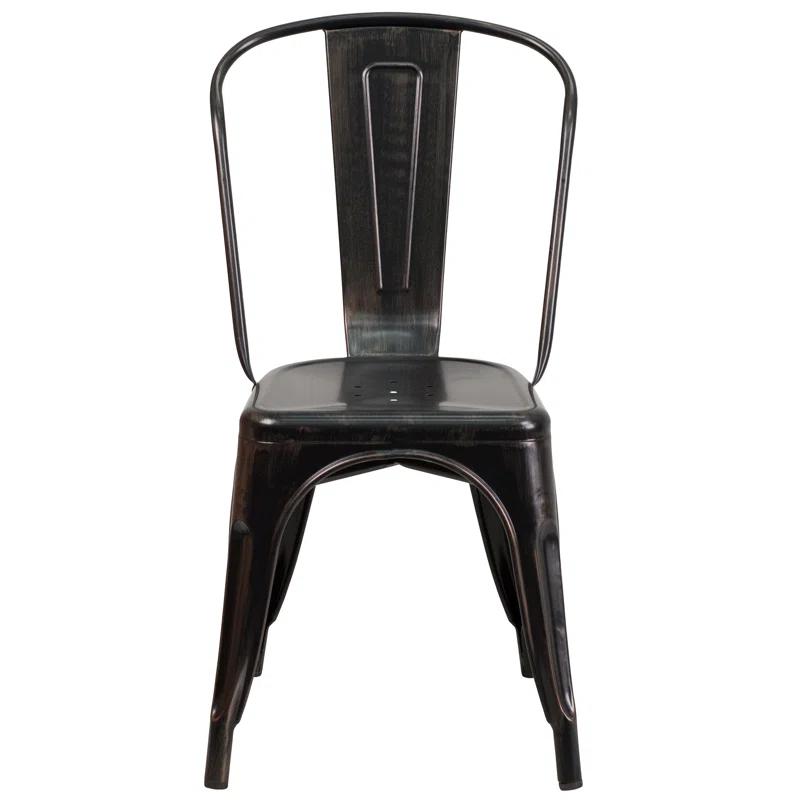 Flash Furniture Hucheson Metal Indoor-Outdoor Stackable Chair - Restaurant Chair - Bistro Chair (Set of 4)