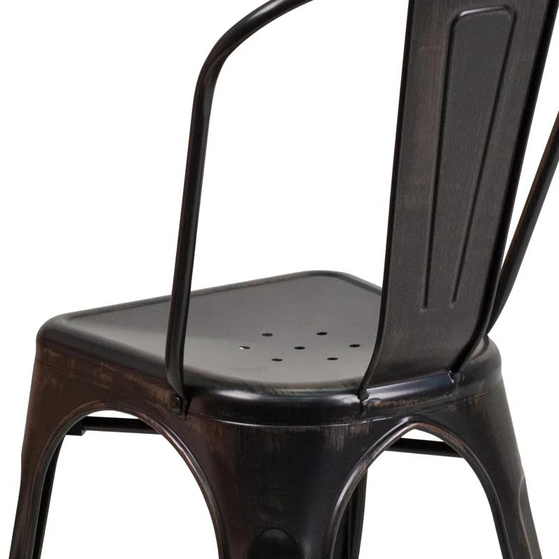 Flash Furniture Hucheson Metal Indoor-Outdoor Stackable Chair - Restaurant Chair - Bistro Chair (Set of 4)