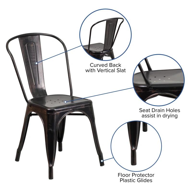 Flash Furniture Hucheson Metal Indoor-Outdoor Stackable Chair - Restaurant Chair - Bistro Chair (Set of 4)