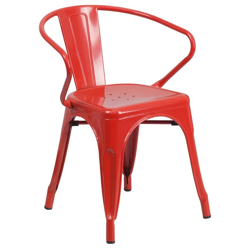 Vibrant Red Galvanized Steel Stackable Indoor-Outdoor Dining Chair