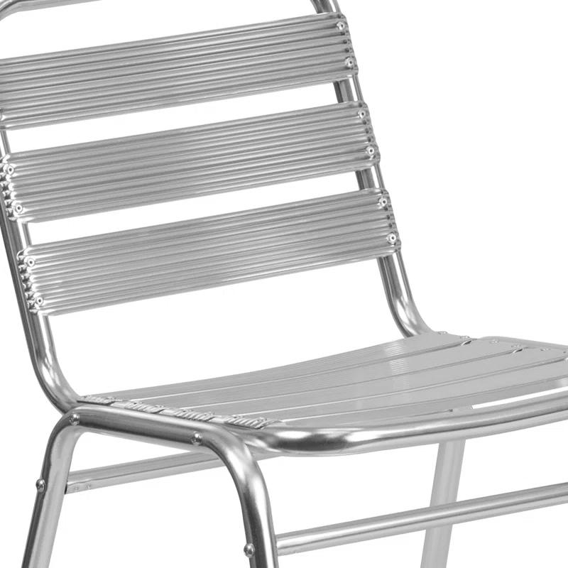 Lila Lila 4 Pack Aluminum Commercial Indoor-Outdoor Armless Restaurant Stack Chair with Triple Slat Back (Set of 4)