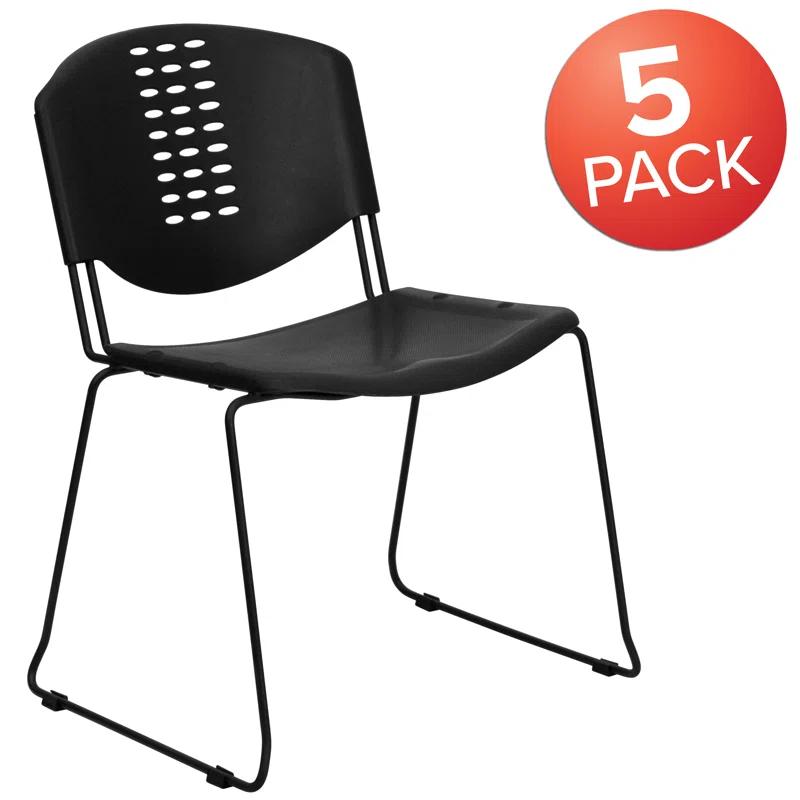 Luz 400 lb. Capacity Plastic Stack Chair - Frame and Textured Seat (Set of 5)