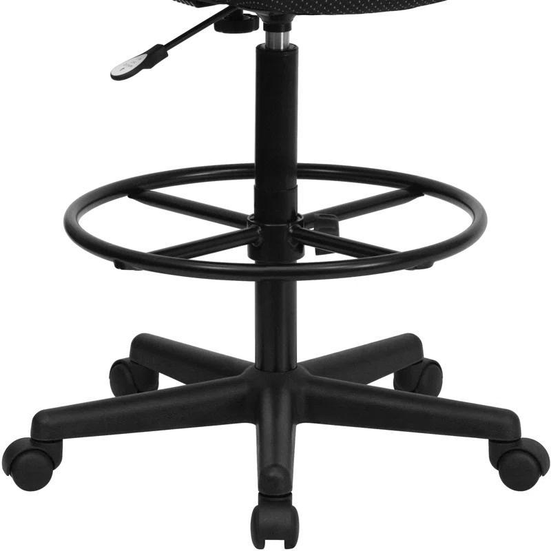 Black Adjustable Swivel Drafting Chair with Foot Ring