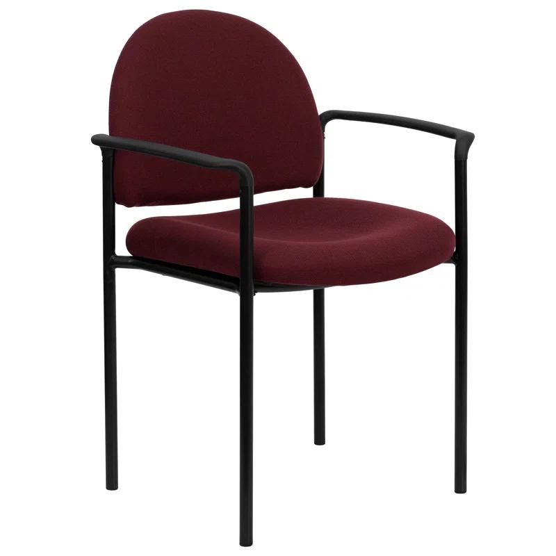 ErgoStack Burgundy Fabric and Black Metal Side Reception Chair