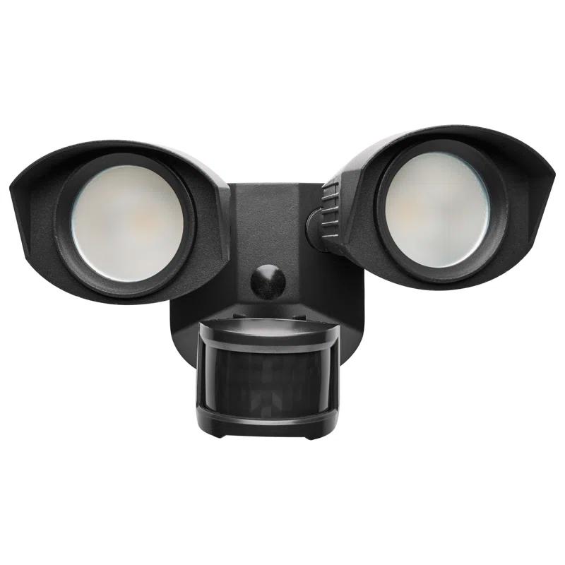 Adjustable Dual-Head LED Security Light in Black with Motion Sensor