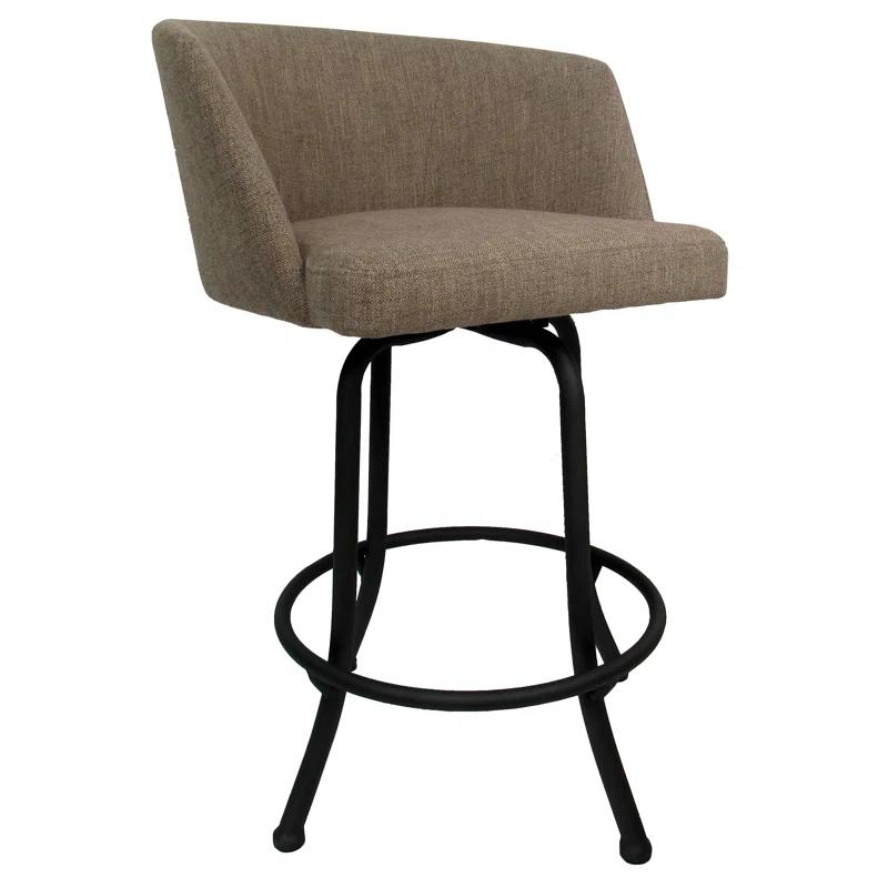 Joey Swivel Spectator Height 34'' Black & Beige Bar Stool