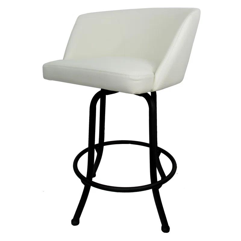 Joey Swivel Spectator Height 34'' Black & Beige Bar Stool