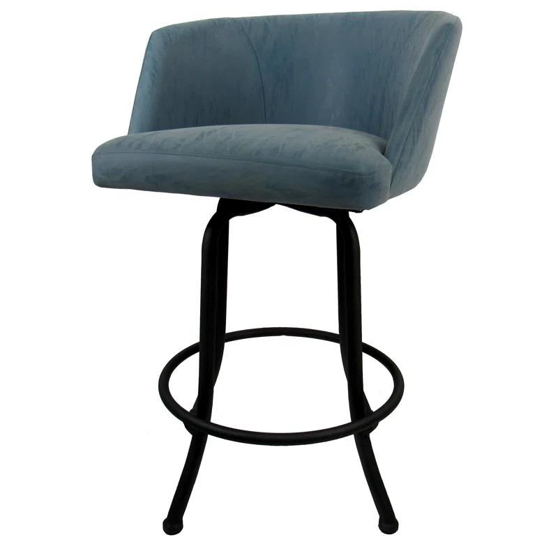 Joey Swivel Spectator Height 34'' Black & Beige Bar Stool