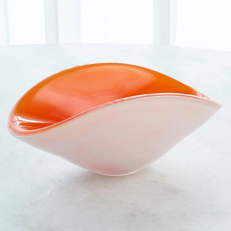 Azure Handcrafted Pinched Glass Decorative Bowl