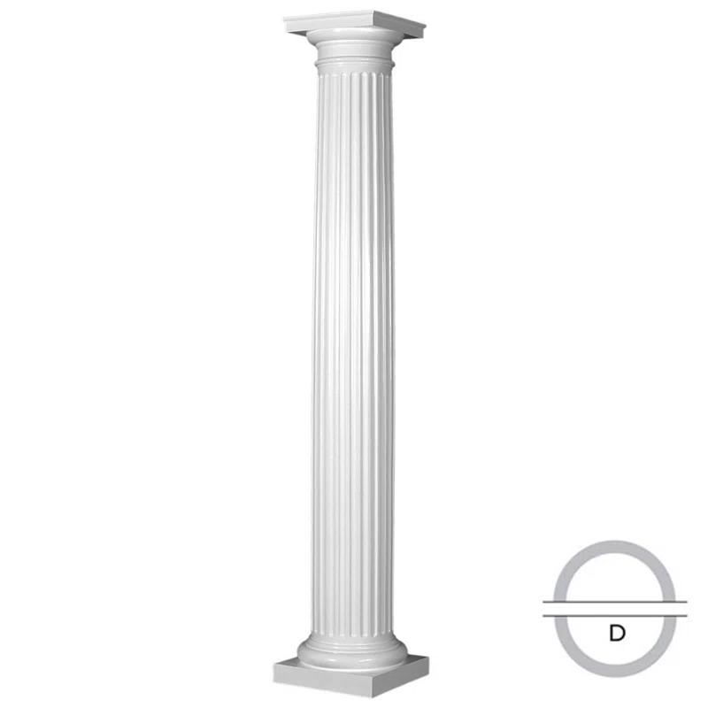 Ekena Millwork Endura-Stone Fluted Column Round Shaft Tapered Tuscan Base/Tuscan Capital Split in 1/2 for Pilasters