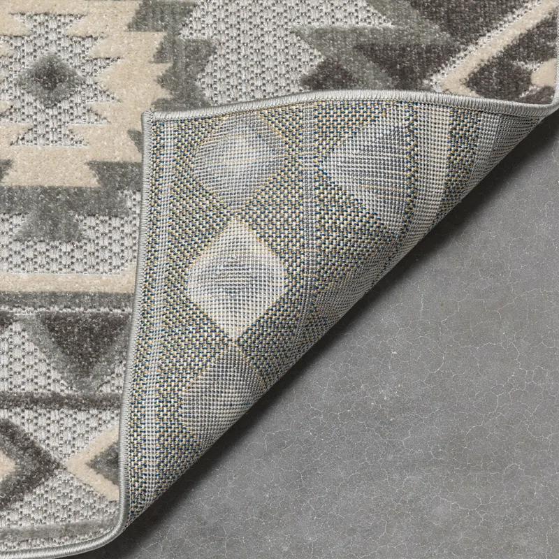 Ebern Designs Dickenson Mamba Geometric Grey Indoor/Outdoor Hi-Lo Area Rug