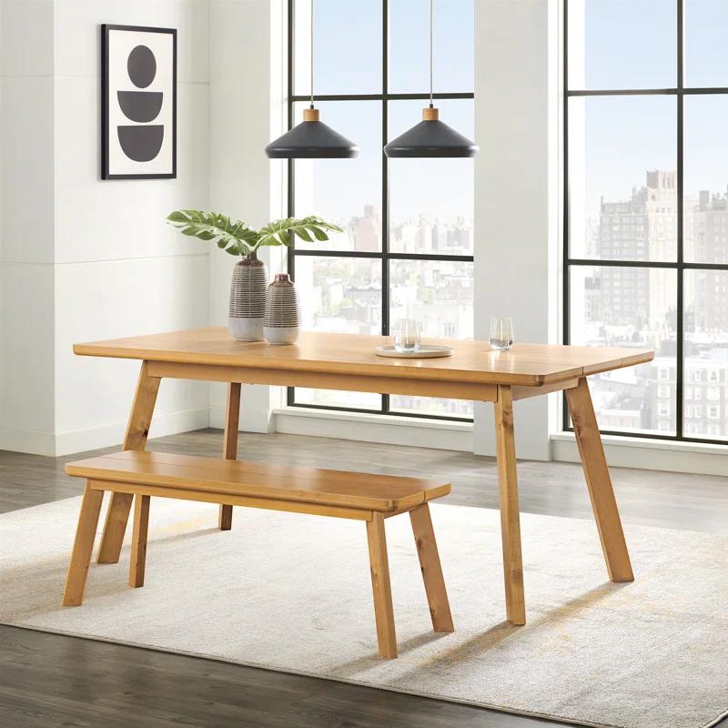 Shelburne Natural Birch and Maple 73" Dining Table and Bench Set