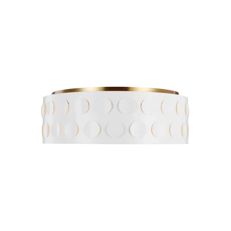 Dottie Polished Nickel Drum Flush Mount with Etched Glass Diffuser
