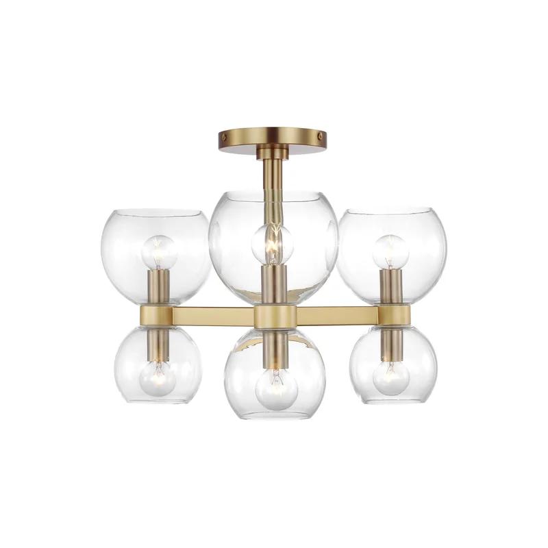 Burnished Brass 20" Wide Semi-Flush Mount with Clear Glass