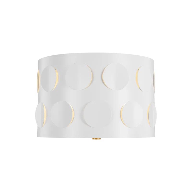 Dottie Polished Nickel 13" Brass-Glass Drum Flush Mount