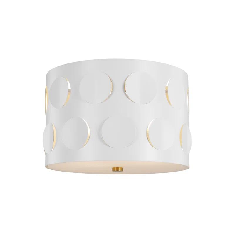 Dottie Polished Nickel 13" Brass-Glass Drum Flush Mount