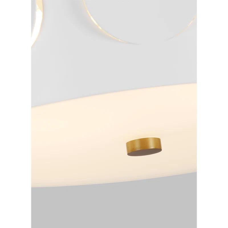 Dottie Polished Nickel 13" Brass-Glass Drum Flush Mount