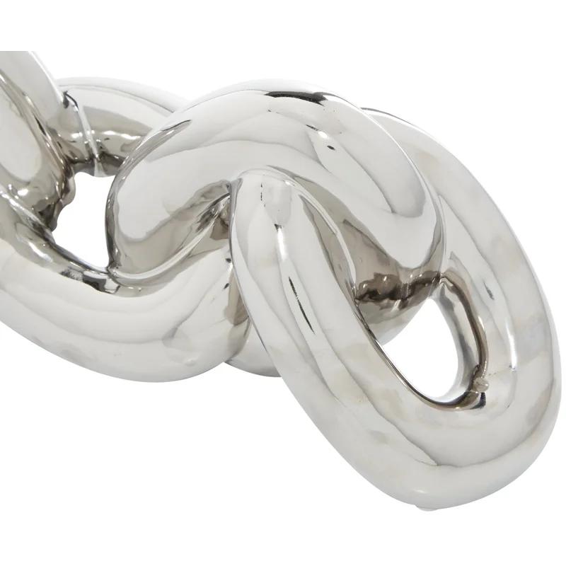 Elegant Silver Porcelain Chain Link Sculpture Set