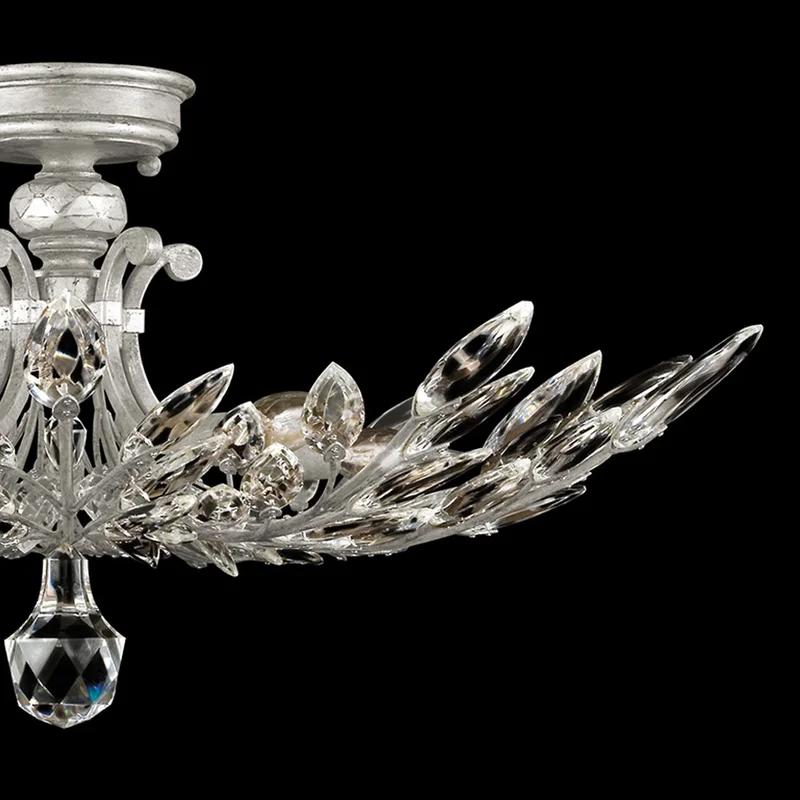 Crystal Laurel 28" Silver Leaf Semi-Flush Mount Light