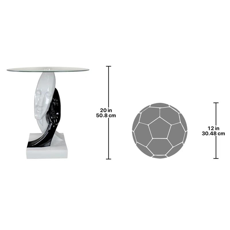 Design Toscano Lovers in Black and White Glass End Table