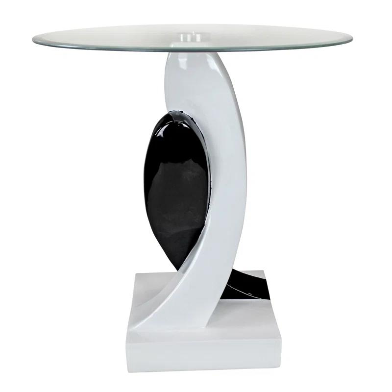 Design Toscano Lovers in Black and White Glass End Table