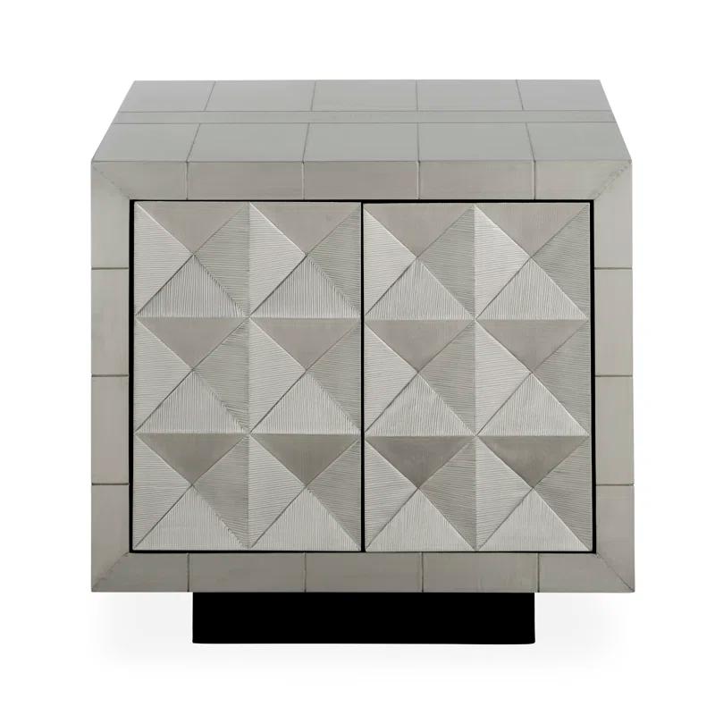 Talitha Nickel-Plated Metal Square Cabinet with Silver Finish