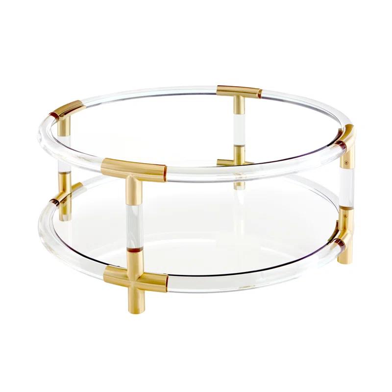 Jacques Clear Acrylic and Brushed Brass Round Coffee Table