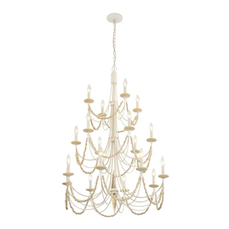 Brentwood Country White Crystal Beaded 18-Light Chandelier