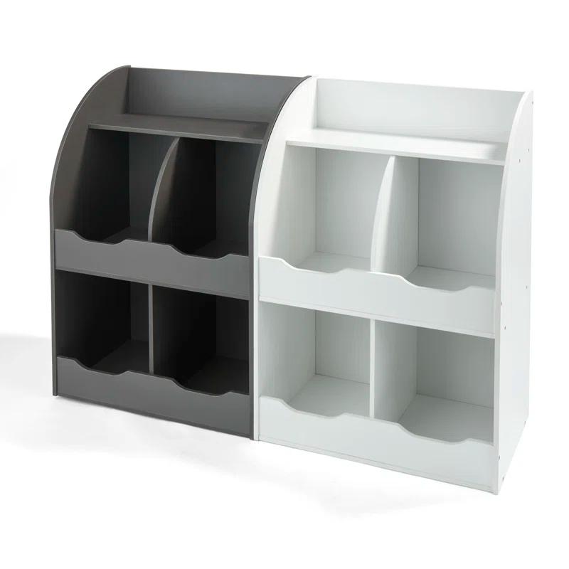 Bright White Multi-Cubby Toy & Book Organizer for Kids