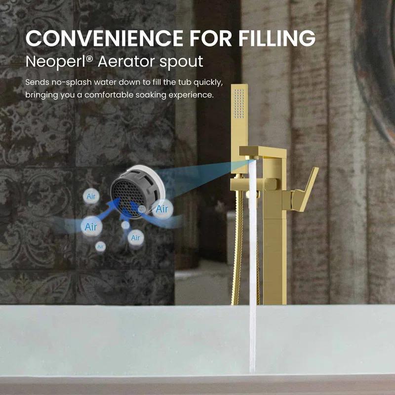 Cube Floor Tub Spout with Diverter